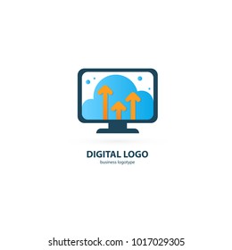 Vector stock logo, abstract digital technology vector template. Illustration design of logotype business web marketing. Vector computer web icon.