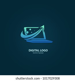 Vector stock logo, abstract digital technology vector template. Illustration design of logotype business web marketing. Vector computer web icon.
