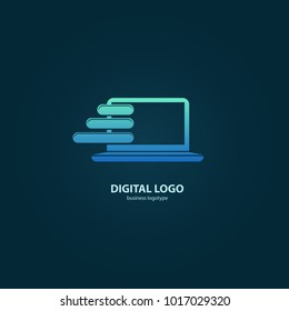 Vector stock logo, abstract digital technology vector template. Illustration design of logotype business web marketing. Vector computer web icon.