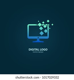 Vector stock logo, abstract digital technology vector template. Illustration design of logotype business web marketing. Vector computer web icon.