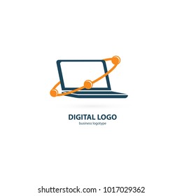 Vector stock logo, abstract digital technology vector template. Illustration design of logotype business web marketing. Vector computer web icon.