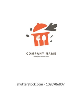 Vector stock logo, abstract food vector template.  Illustration design of silhouette logotype cafe. Vector icon pan .