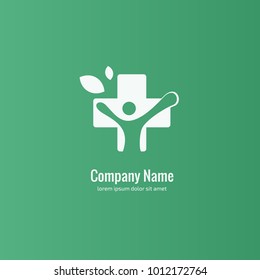 Vector stock logo, abstract medical vector template. Illustration design of business logotype clinic. Vector people and cross web icon. 