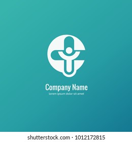 Vector stock logo, abstract medical vector template. Illustration design of business logotype clinic. Vector people and cross web icon. 