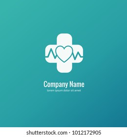 Vector stock logo, abstract medical vector template. Illustration design of business logotype clinic. Vector people and cross web icon. 