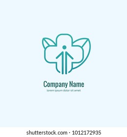 Vector stock logo, abstract medical vector template. Illustration design of business logotype clinic. Vector people and cross web icon. 