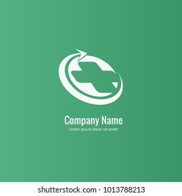 Vector stock logo, abstract medical vector template. Illustration design of business logotype clinic. Vector people and cross web icon. 