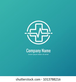 Vector stock logo, abstract medical vector template. Illustration design of business logotype clinic. Vector people and cross web icon. 