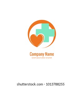 Vector stock logo, abstract medical vector template. Illustration design of business logotype clinic. Vector people and cross web icon. 