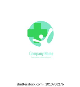Vector stock logo, abstract medical vector template. Illustration design of business logotype clinic. Vector people and cross web icon. 