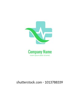 Vector stock logo, abstract medical vector template. Illustration design of business logotype clinic. Vector people and cross web icon. 