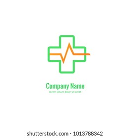 Vector stock logo, abstract medical vector template. Illustration design of business logotype clinic. Vector people and cross web icon. 