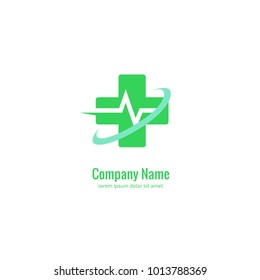 Vector stock logo, abstract medical vector template. Illustration design of business logotype clinic. Vector people and cross web icon. 