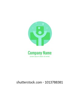 Vector stock logo, abstract medical vector template. Illustration design of business logotype clinic. Vector people and cross web icon. 