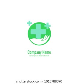 Vector stock logo, abstract medical vector template. Illustration design of business logotype clinic. Vector people and cross web icon. 