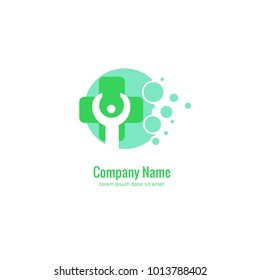 Vector stock logo, abstract medical vector template. Illustration design of business logotype clinic. Vector people and cross web icon. 