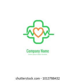 Vector stock logo, abstract medical vector template. Illustration design of business logotype clinic. Vector people and cross web icon. 