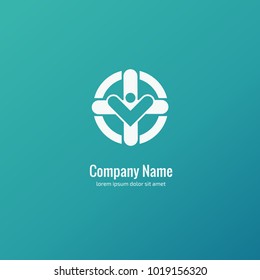 Vector stock logo, abstract medical vector template. Illustration design of business logotype clinic. Vector people and cross web icon. 