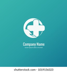 Vector stock logo, abstract medical vector template. Illustration design of business logotype clinic. Vector people and cross web icon. 