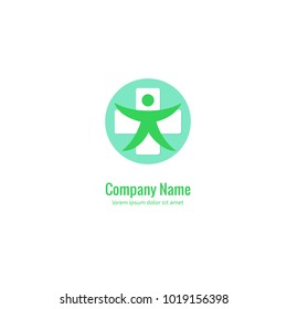 Vector stock logo, abstract medical vector template. Illustration design of business logotype clinic. Vector people and cross web icon. 