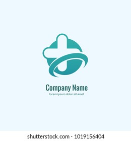 Vector stock logo, abstract medical vector template. Illustration design of business logotype clinic. Vector people and cross web icon. 