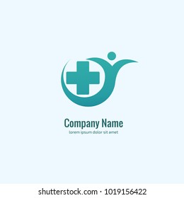 Vector stock logo, abstract medical vector template. Illustration design of business logotype clinic. Vector people and cross web icon. 