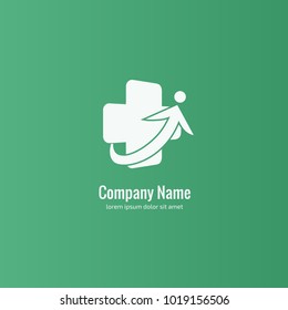 Vector stock logo, abstract medical vector template. Illustration design of business logotype clinic. Vector people and cross web icon. 