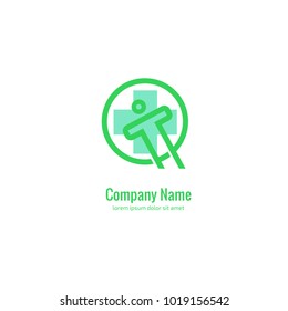 Vector stock logo, abstract medical vector template. Illustration design of business logotype clinic. Vector people and cross web icon. 