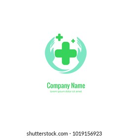 Vector stock logo, abstract medical vector template. Illustration design of business logotype clinic. Vector people and cross web icon. 