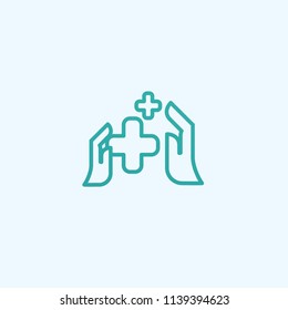 Vector stock logo, abstract medical vector template. Illustration design of business logotype clinic. Vector people and cross web icon.