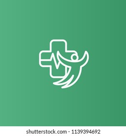 Vector stock logo, abstract medical vector template. Illustration design of business logotype clinic. Vector people and cross web icon.