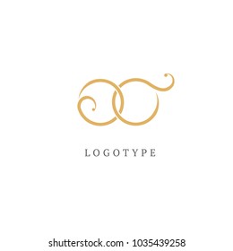 Vector stock logo, abstract monogram vector template.  Illustration design of elegant, premium and royal logotype latter o and c. Vector icon of wedding.