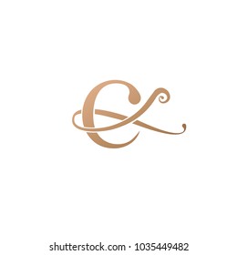 Vector stock logo, abstract monogram vector template.  Illustration design of elegant, premium and royal logotype latter C. Vector icon of wedding.