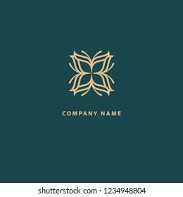 Vector stock logo, abstract monogram vector template. Illustration design of elegant, premium and royal logotype. Vector icon of wedding. Cosmetics, Spa, Beauty salon Decoration Boutique vector logo