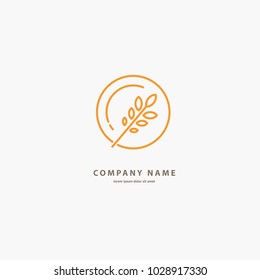 Vector stock logo, abstract natural, healthy, bio food vector template. Illustration design of elegant line curve logotype bakery. Vector icon grain wheat on plate.