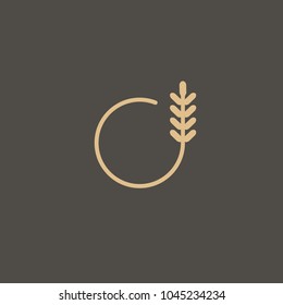 Vector stock logo, abstract nature sign. Illustration design of elegant, premium and royal logotype leaf . Vector icon of gold ear.