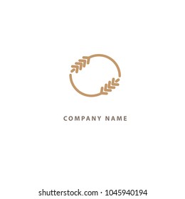 Vector stock logo, abstract nature sign. Illustration design of elegant, premium and royal logotype leaf . Vector icon of gold ear.
