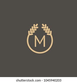 Vector stock logo, abstract nature sign. Illustration design of elegant, premium and royal logotype leaf . Vector icon of gold ear.