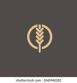 Vector stock logo, abstract nature sign. Illustration design of elegant, premium and royal logotype leaf . Vector icon of gold ear.