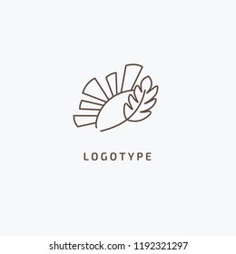 Vector stock logo, abstract nature sign. Illustration design of elegant, premium and royal logotype bakery, bread, agroculture, grain, millet, field, flour. Vector icon of gold ear.