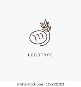 Vector stock logo, abstract nature sign. Illustration design of elegant, premium and royal logotype bakery, bread, agroculture, grain, millet, field, flour. Vector icon of gold ear.