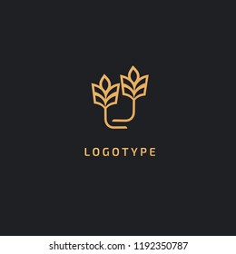 Logo de material vectorial, signo de naturaleza abstracta. Diseño de ilustración de panadería elegante, de alta calidad y de logotipo real, pan, agrocultura, grano, mijo, campo, harina. Icono vectorial de la oreja dorada.