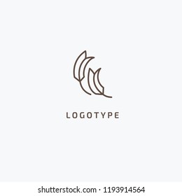 Vector stock logo, abstract nature sign. Illustration design of elegant, premium and royal logotype bakery, bread, agroculture, grain, millet, field, flour. Vector icon of gold ear.