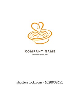 Vector stock logo, abstract pasta vector template. Illustration design of monoline, minimalistic, simple logotype italian restaurant. Vector icon plate with spaghetti.