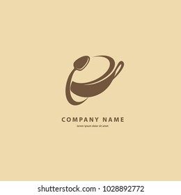 Vector stock logo, abstract sign of cafe, vector template of cafeteria and bistro. Illustration design of silhouette brown logotype coffee. Vector icon cup with drink.