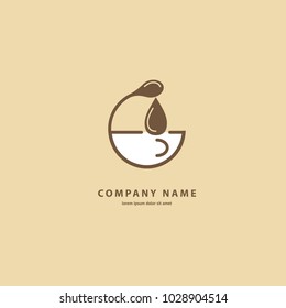 Vector stock logo, abstract sign of cafe, vector template of cafeteria and bistro. Illustration design of monoline, minimalistic, simple logotype coffee. Vector icon cup with drink.