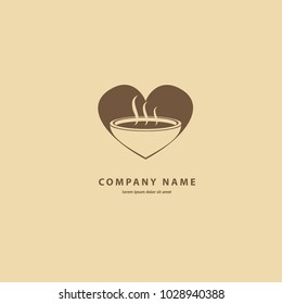 Vector stock logo, abstract sign of cafe, vector template of cafeteria and bistro. Illustration design of silhouette brown logotype coffee. Vector icon cup with drink. 