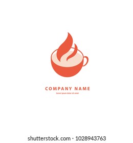 Vector stock logo, abstract sign of cafe, vector template of cafeteria and bistro. Illustration design of silhouette brown logotype coffee. Vector icon cup with drink. 