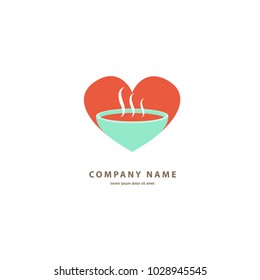 Vector stock logo, abstract sign of cafe, vector template of cafeteria and bistro. Illustration design of silhouette brown logotype coffee. Vector icon cup with drink. 