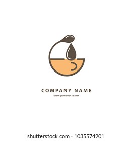 Vector stock logo, abstract sign of cafe, vector template for cafeteria or bistro. Illustration design of mono line, minimalistic, simple logotype coffee. Vector icon cup with drink. 